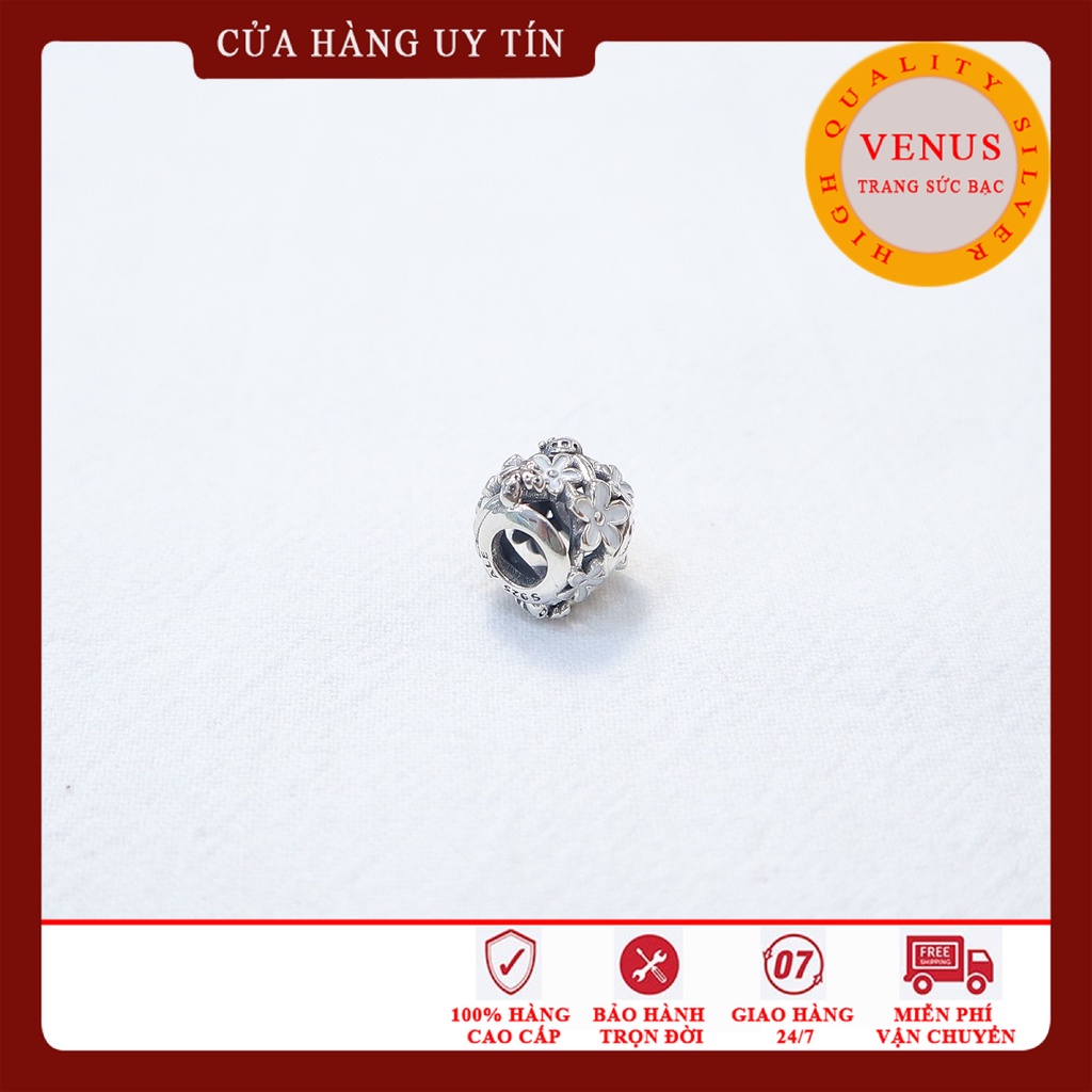 Charm cầu hoa Daisy trắng- Bạc 925 cao cấp