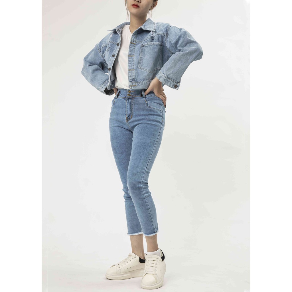 Quần Jean Nữ cạp cao túi xéo tôn dáng, quần bò Nữ ôm dáng thời trang BAHAI_SHOP10 | BigBuy360 - bigbuy360.vn