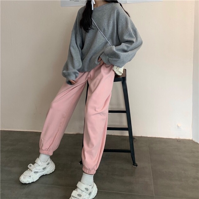 Quần jogger nữ, quần dài nữ ống rộng chất liệu Da Cá cao cấp mềm mại thoải mái khi mặc 3 màu Đen, Hồng, Trắng.