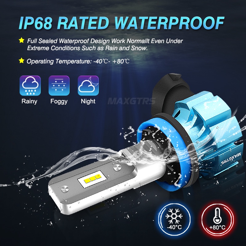 Set 2 đèn LED sương mù MAXGTRS 2000LM H8 H11 9006 HB4 H7 H10 CSP Y22 12V ánh sáng trắng cho ô tô