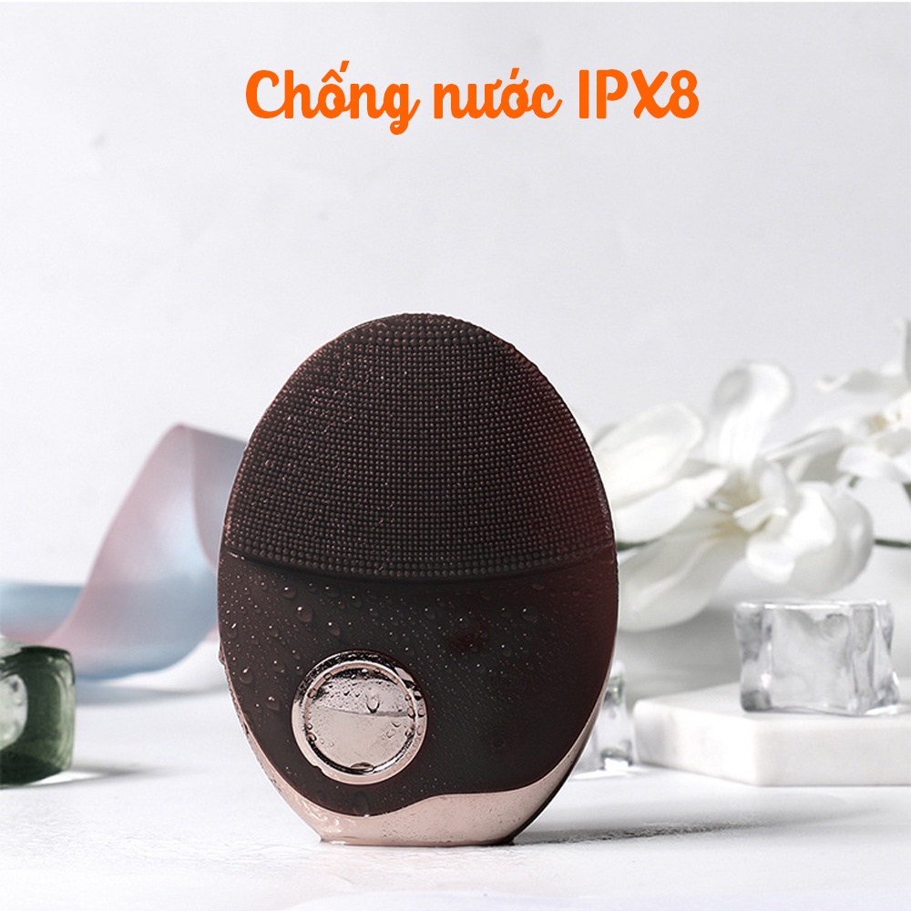 Máy rửa mặt massage MIANZ chất liệu silicon sử dụng sóng siêu âm có đèn LED cao cấp - MIAN MART