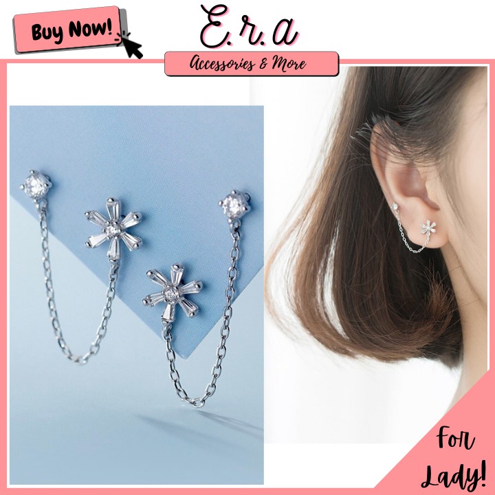 Bông Tai Nữ Bạc 925 Cao Cấp ERA SHOP 077047 - Hoa Móc Hạt Đá Xinh Xắn, Cá Tính, Phù Hợp Đi Tiệc, Đi Chơi, Rẻ Đẹp