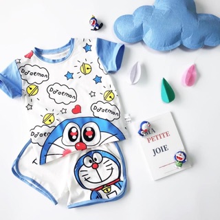 Bộ quần áo cộc tay Doraemon Xanh dễ thương cho bé 8-18kg