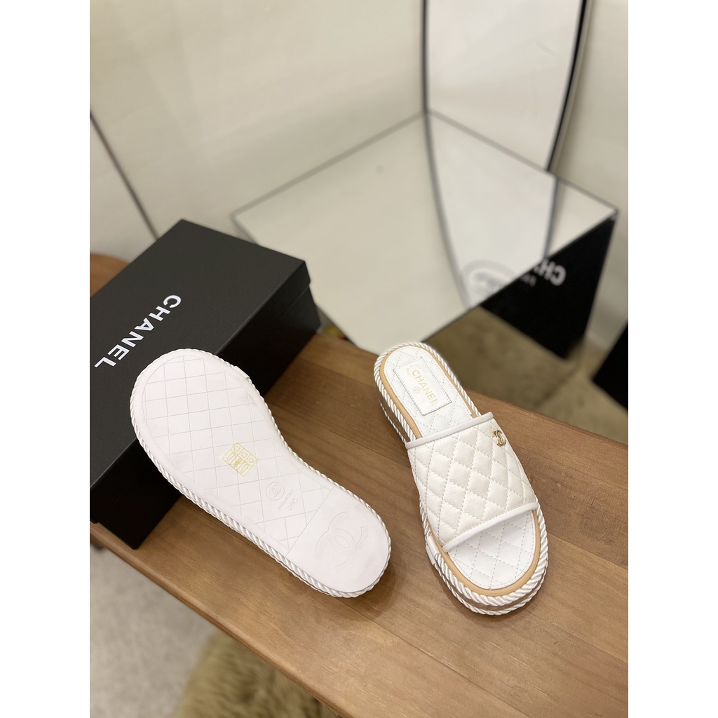 Dép nữ da thật thời trang cao cấp 𝘾𝙝𝙖𝙣𝙚𝙡 𝘾𝙝𝙖𝙣n𝙚𝙡 CN phong cách trẻ trung, thời thượng