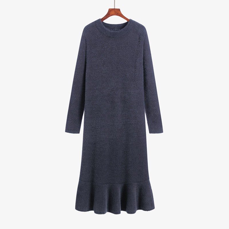 Đầm Đuôi Cá Dáng Xòe Vải Cashmere Dày Cỡ Lớn Thời Trang Mùa Đông Cho Nữ 2705