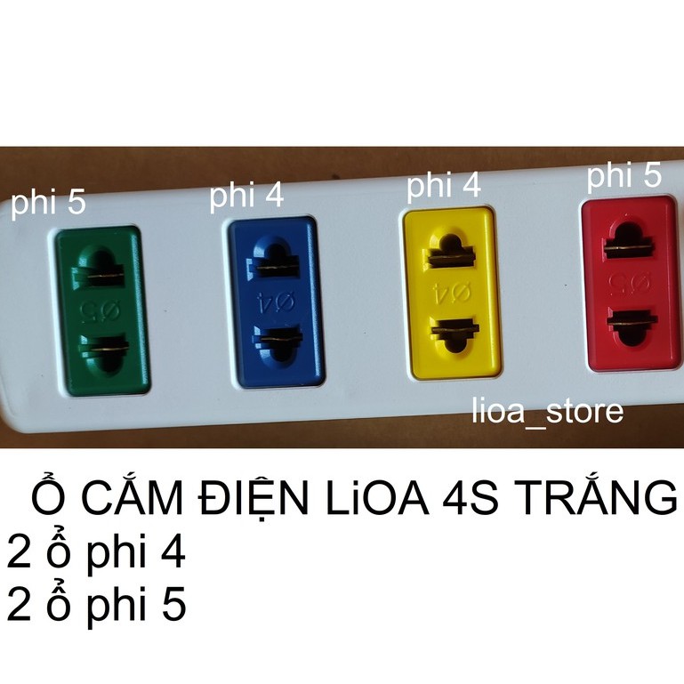 Ổ CẮM ĐIỆN LiOA 4SW TRẮNG - LOẠI PHÔ THÔNG CÓ ATTOMAT .