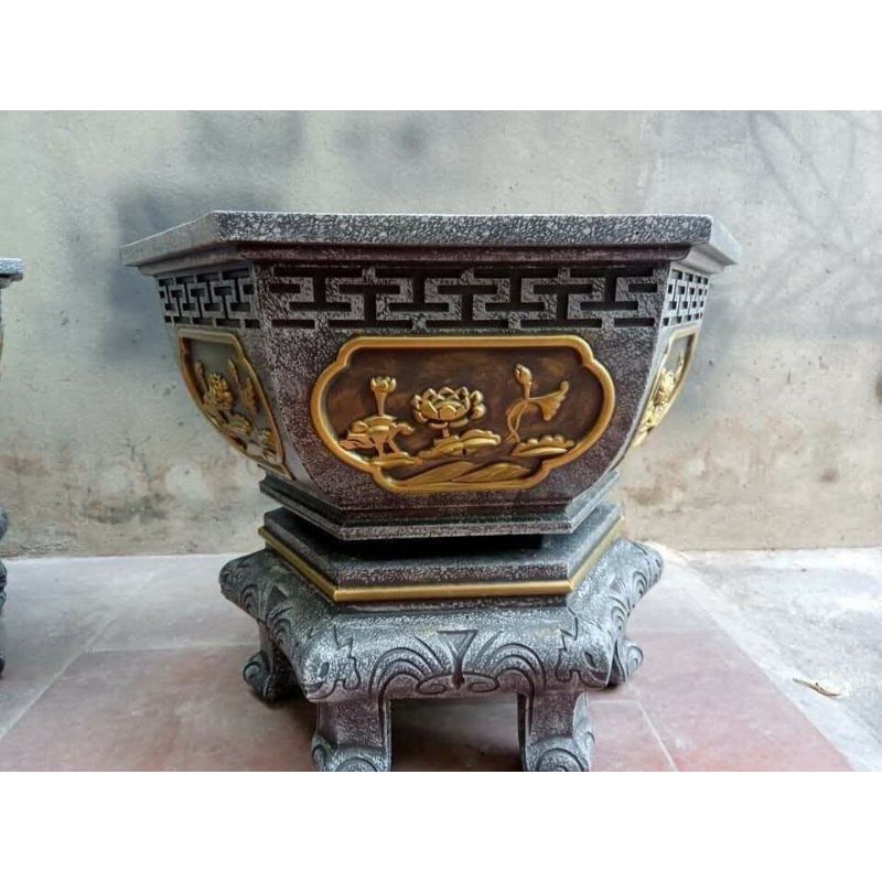Khuôn đúc chậu lục giác 65 kèm chân quỳ