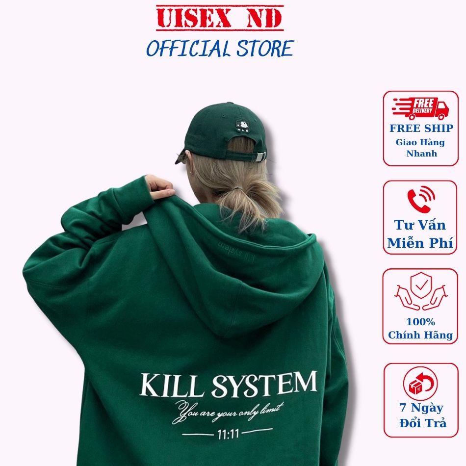 Áo khoác nỉ Unisex có mũ màu xanh lá cây chất liệu dày dặn ấm áp thích hợp cho mùa thu đông . chất đẹp giá xưởng