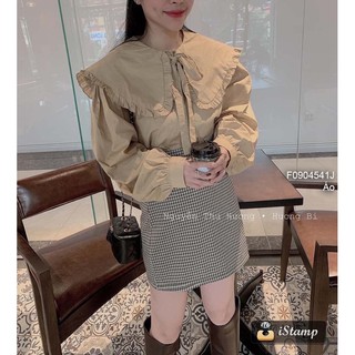 Áo sơ mi cổ bèo thắt nơ tay dài!