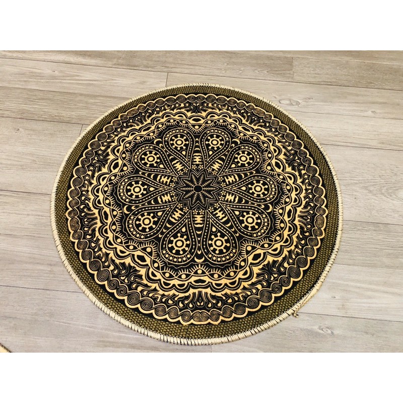 Thảm bali hình tròn dùng để lót ngồi, chùi chân, decor phòng đường kính 35cm