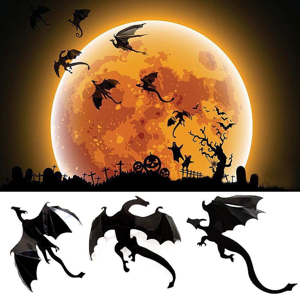 7Pcs / Lot Gothic Wallpaper Stickers Game Power inSpired 3D Dragon Decoration