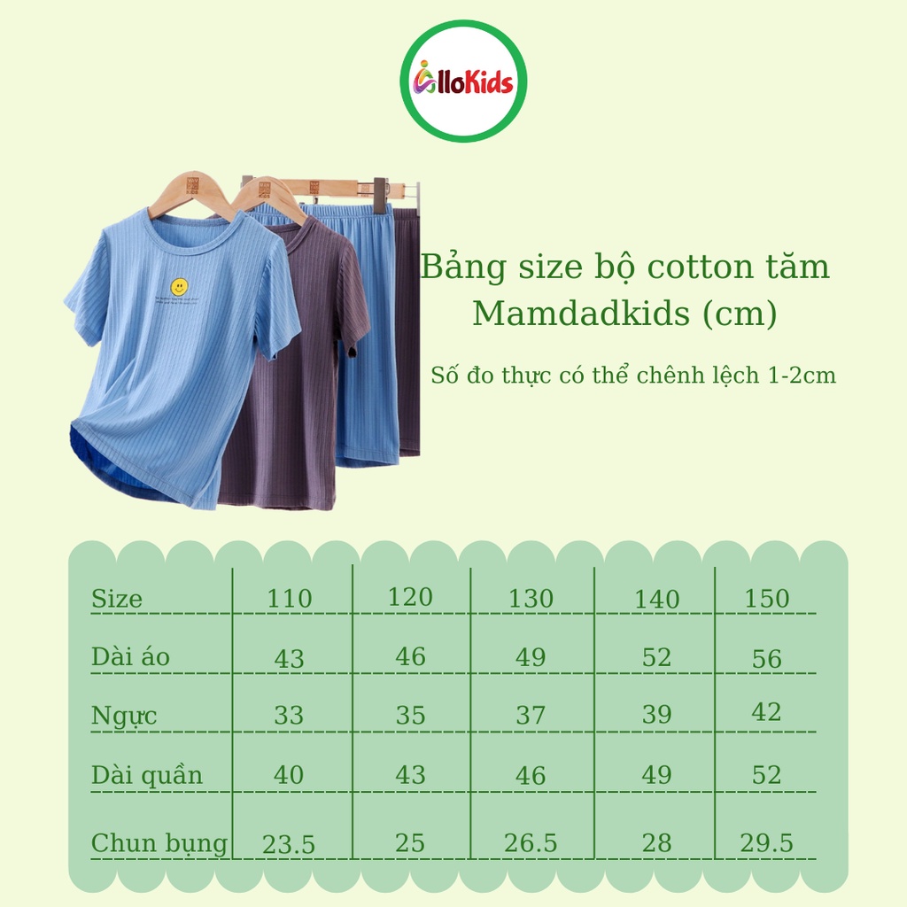 12-40kg Bộ cotton tăm hè hãng Mamdadkids cho bé trai họa tiết mặt cười