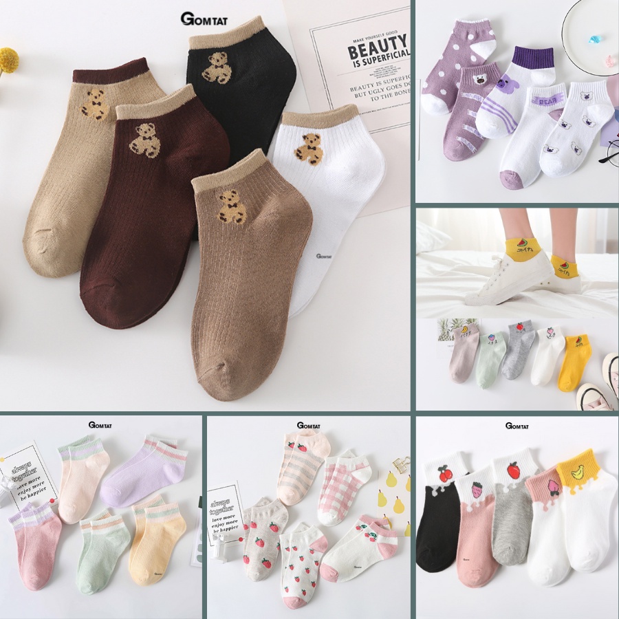 Vớ Nữ Cổ Ngắn Vintage Sử Dụng Cả tuần, Tất Nữ Cổ Thấp Thoáng Mát Khử Mùi