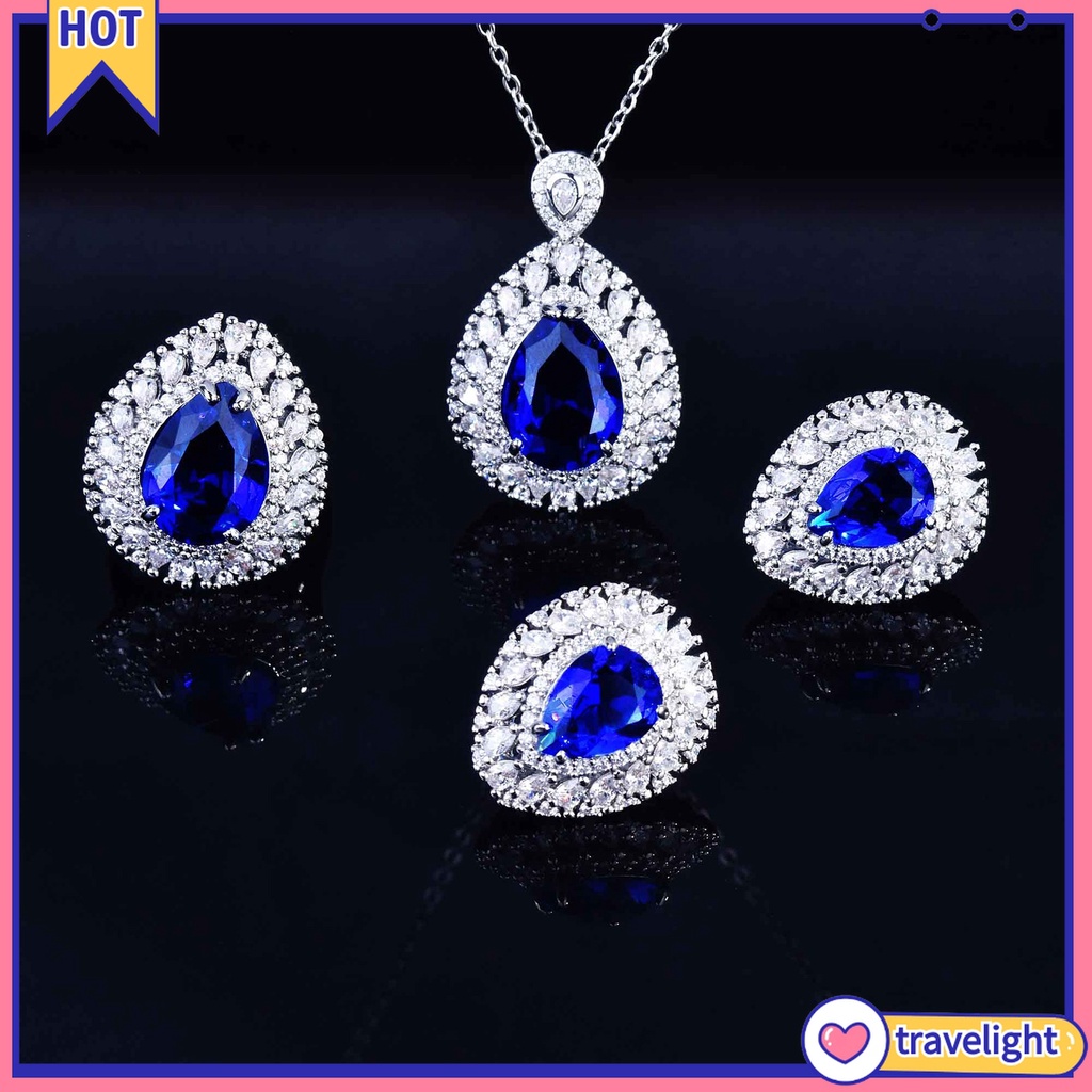 Bông tai hình giọt nước đính đá zircon cỡ lớn thời trang cho nữ
