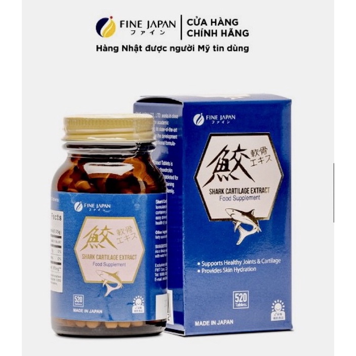 Fine Japan USA Shark Cartilage-Viên uống Sụn Vi Cá Mập Nhật Bản, Bổ xương khớp, Giảm đau khớp thoái hoá khớp (120 viên)