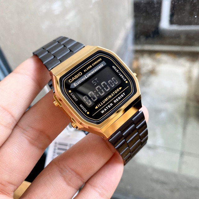 ĐỒNG HỒ CASIO DÂY KIM LOẠI GOLD UNISEX A168
