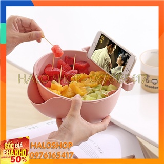 Rổ đựng trái cây 2 ngăn có kệ đựng điện thoại