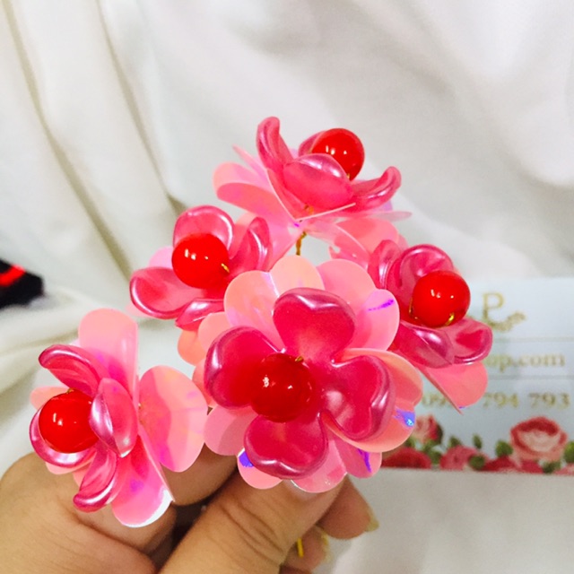 Combo 5 hoa đào 3D 4cm nguyên liệu HandMade phk shop