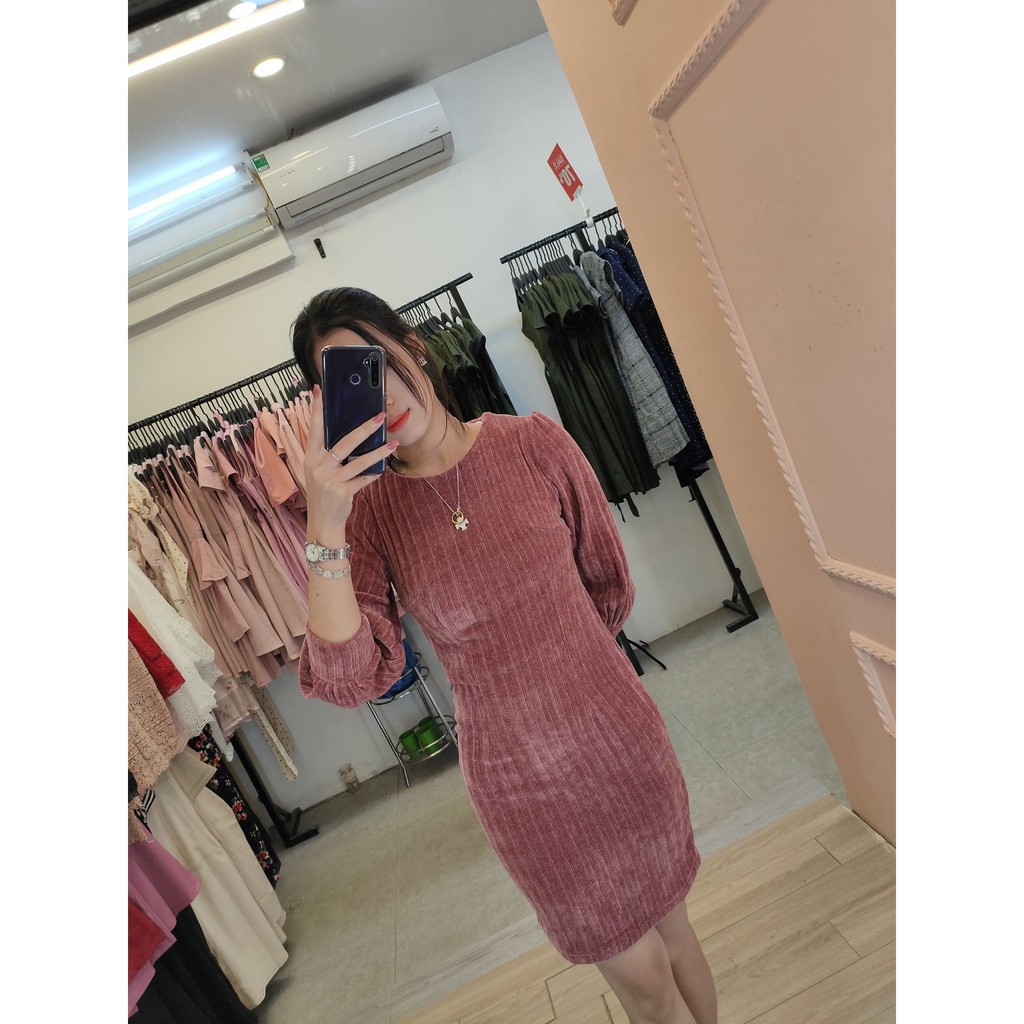 ĐẦM BODY TAY DÀI THIẾT KẾ K802 - TIIN STORE (Hàng may thiết kế ,ảnh thật shop tự chụp)