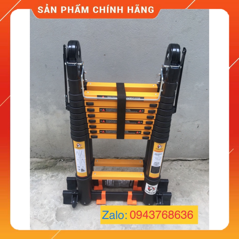 Thang nhôm rút đôi chữ A (2.5M+2.5M) - Sơn tĩnh điện