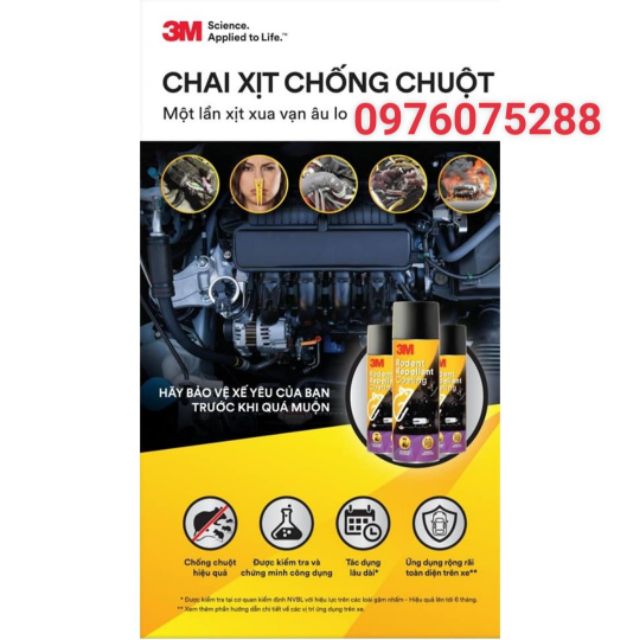 Chai xịt chống chuột vô xe ôtô 3M Rodent Repellant Coating 250g