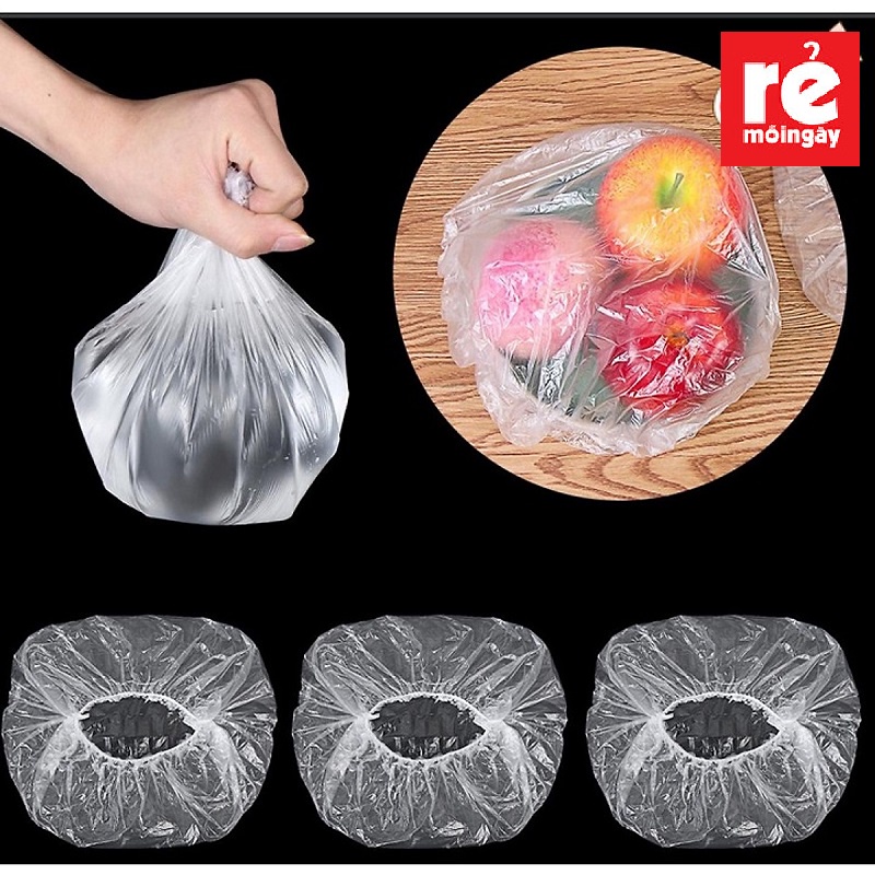 COMBO 300 màng bọc thực phẩm PE túi gấu có chun bọc đồ ăn co giãn