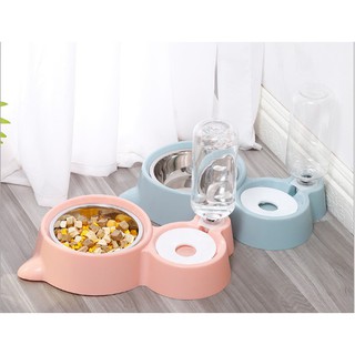 Bát đôi cấp nước lòng inox cao cấp - kèm chai nước