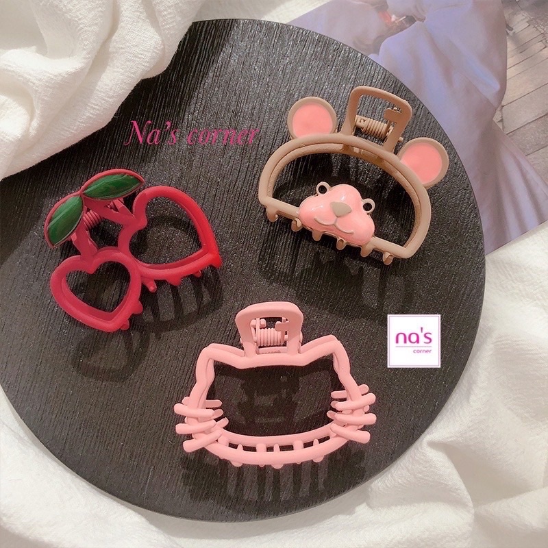 Gấp tóc gắp gấu nâu mèo kitty cherry đỏ kim loại bền