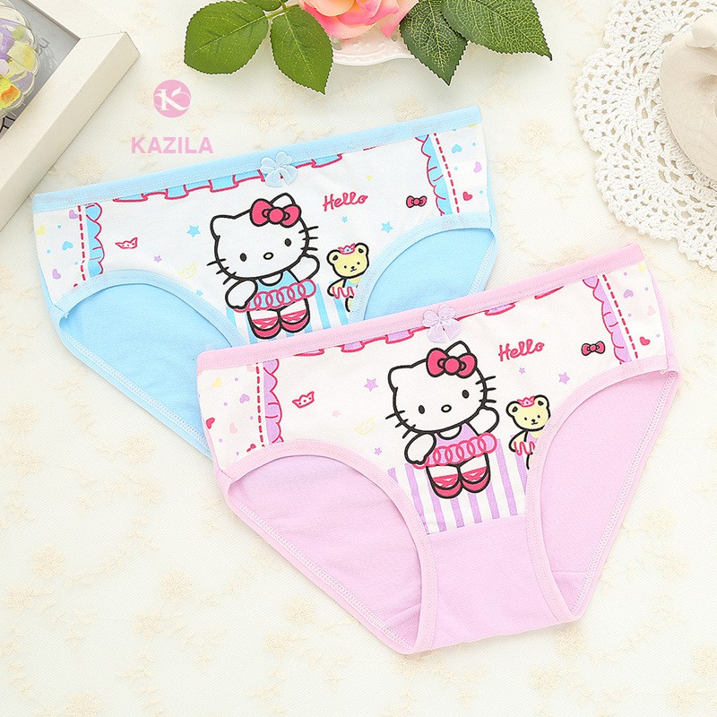 Quần chip bé gái cotton tinh khiết hạng A, quần lót bé gái Mèo hello kitty và gấu bông Kazila QLG5