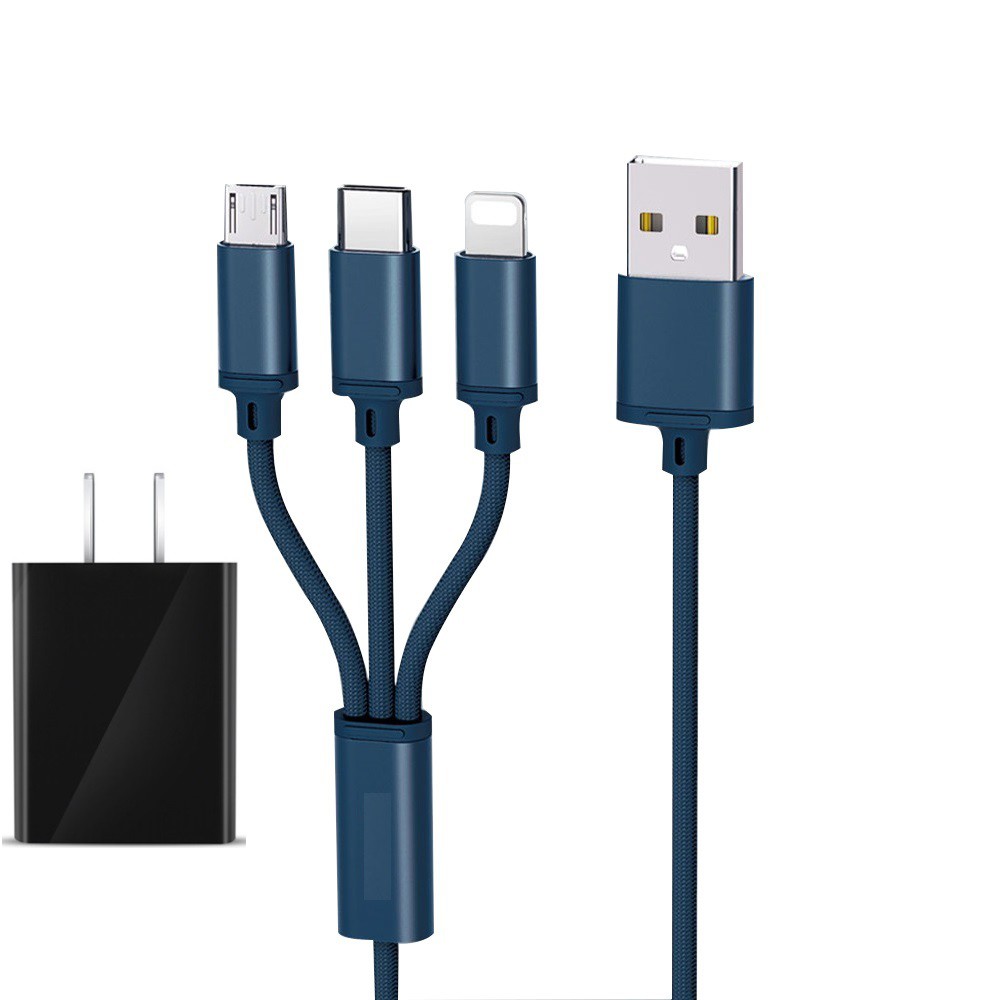 Cáp Sạc Bọc Dù Đa Năng 3 Đầu Siêu Bền Dài 1M2