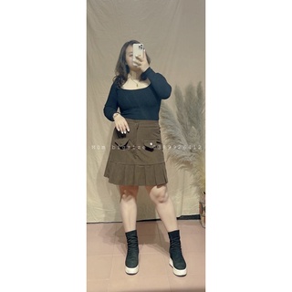 [Mũm bigsize] Chân váy nhung tăm xếp ly