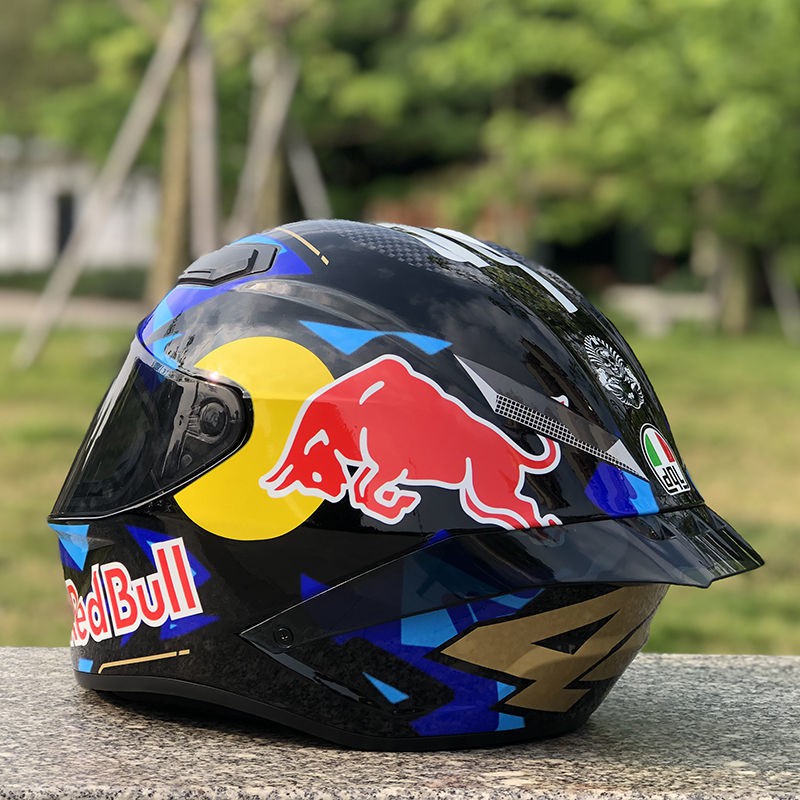 tomũ bảo hiểm xe máy dgL Red Bull full face bốn mùa cá tính đầu máy cực ngầu có cánh đuôi đua mũ bảo hiểm nam nữ mùa đôn