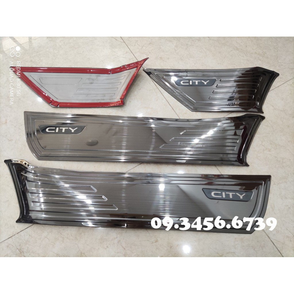 Ốp Tapli Cửa Xe Honda CITY 2021 2022 Mẫu Titan/Carbon Cao Cấp - Bộ 4 Tấm Tặng keo Dính thêm