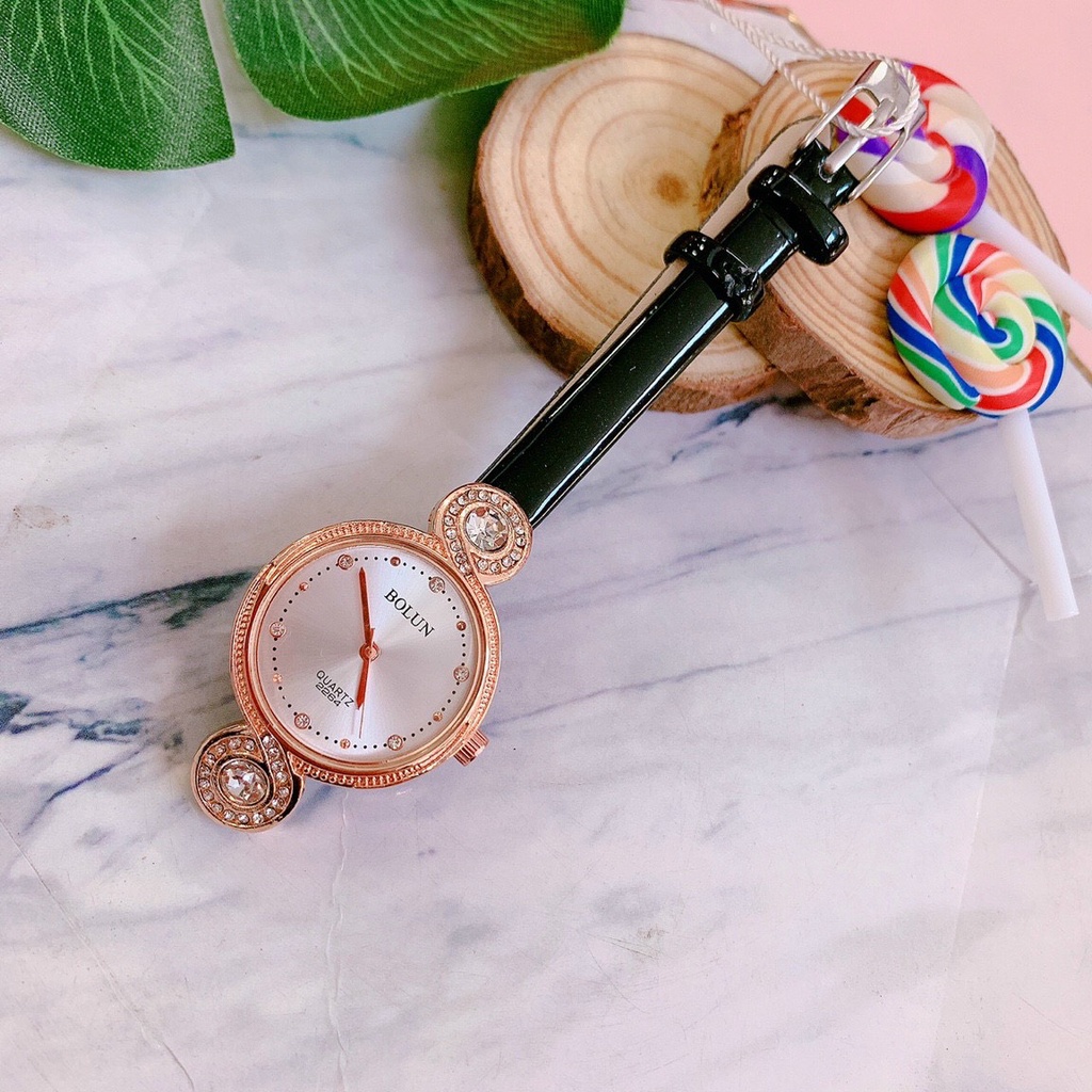 Đồng hồ nữ BOLUN chất liệu da mềm đeo lên tay thoải mái, mặt lấp lánh sang trọng | BigBuy360 - bigbuy360.vn