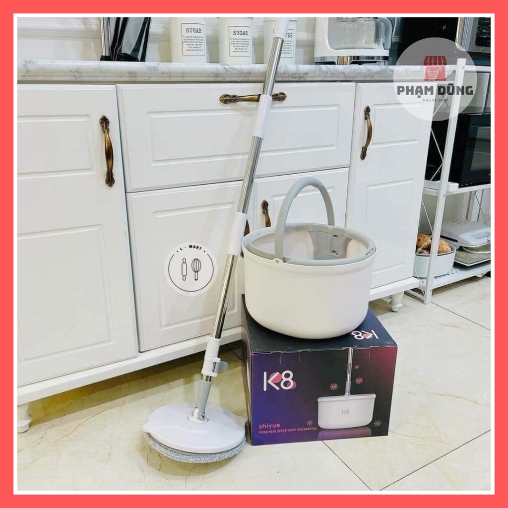 Bộ Lau Nhà Thông Minh K8 Thùng Vắt Xoay Tròn 360 Độ 10 Lít Tự Tách Chất Bẩn