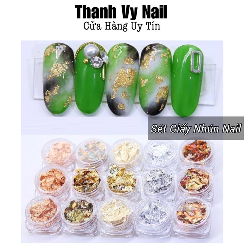 Sét Giấy Nhún Nail, Giấy Nhún Vàng Bạc [Thanh Vy Nail]