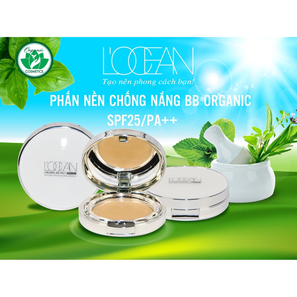 PHẤN NỀN CHỐNG NẮNG BB ORGANIC L'OCEAN SPF25/PA++ – 9G SIÊU MỊN DA, TIỆN LỢI KHI MAKE UP | BigBuy360 - bigbuy360.vn