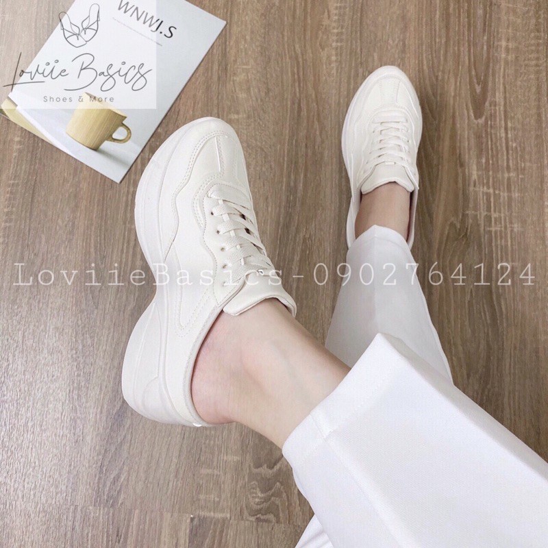 LOVIIE BASICS - GIÀY BATA TRẮNG ĐẠP GÓT ĐỘN ĐẾ 3 PHÂN - SỤC THỂ THAO NỮ ĐẠP GÓT THỜI TRANG ĐỘN ĐẾ 3CM - TRẮNG - B200804