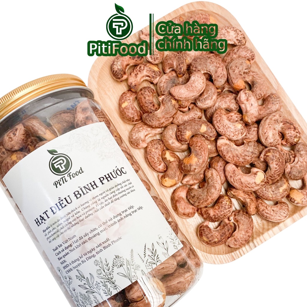 500g Hạt điều rang muối Bình Phước, điều A cồ cao cấp, nguyên hạt loại đặc biệt thơm ngon by PiTi food