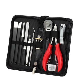 Bộ 9 dụng cụ làm móng - nail chuyên nghiệp, chất liệu thép không gỉ sắc bén, kềm cắt móng kèm ví đựng