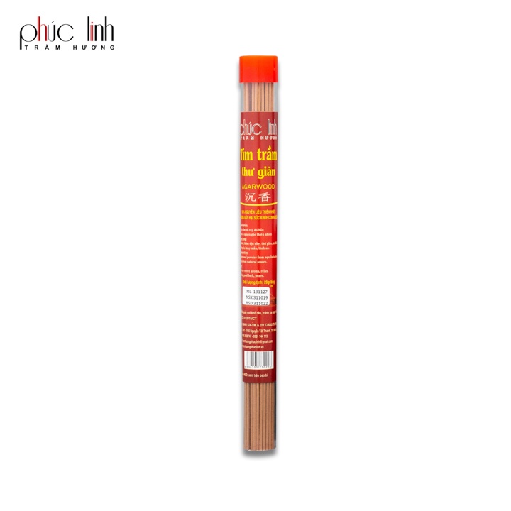Trầm Que PHÚC LINH Nắp Đỏ TẶNG Máng đốt 20cm-20gr cháy 30 phút dùng Thư Giãn