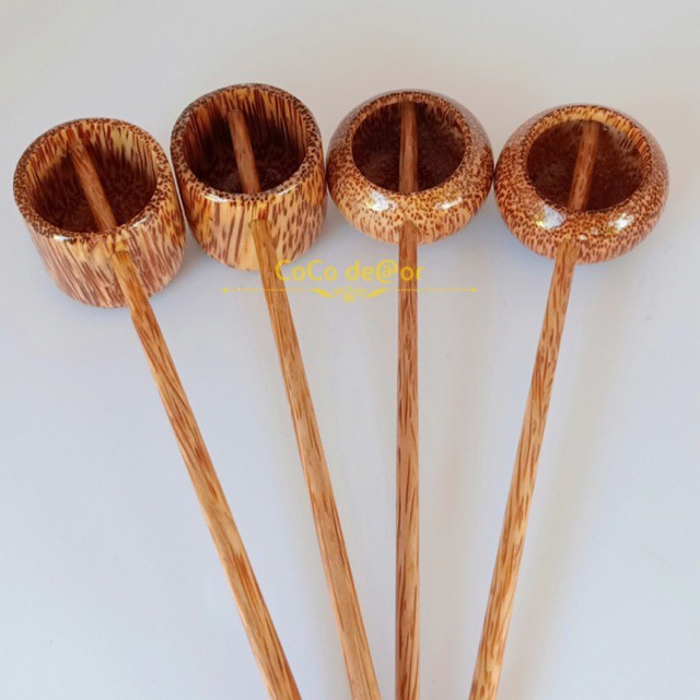 Gáo múc rượu gỗ dừa, cống đong rượu, ly vuông tròn có cán - Coconut wood spoon