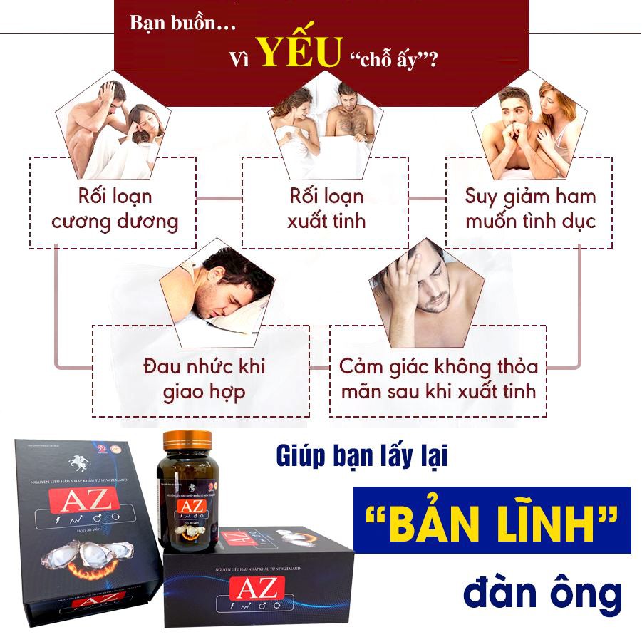 Viên uống bổ thận nam, tráng dương, tăng cường sinh lý, giảm đau lưng, mỏi gối, tiểu đêm nhiều Tinh chất hàu AZ (30viên)