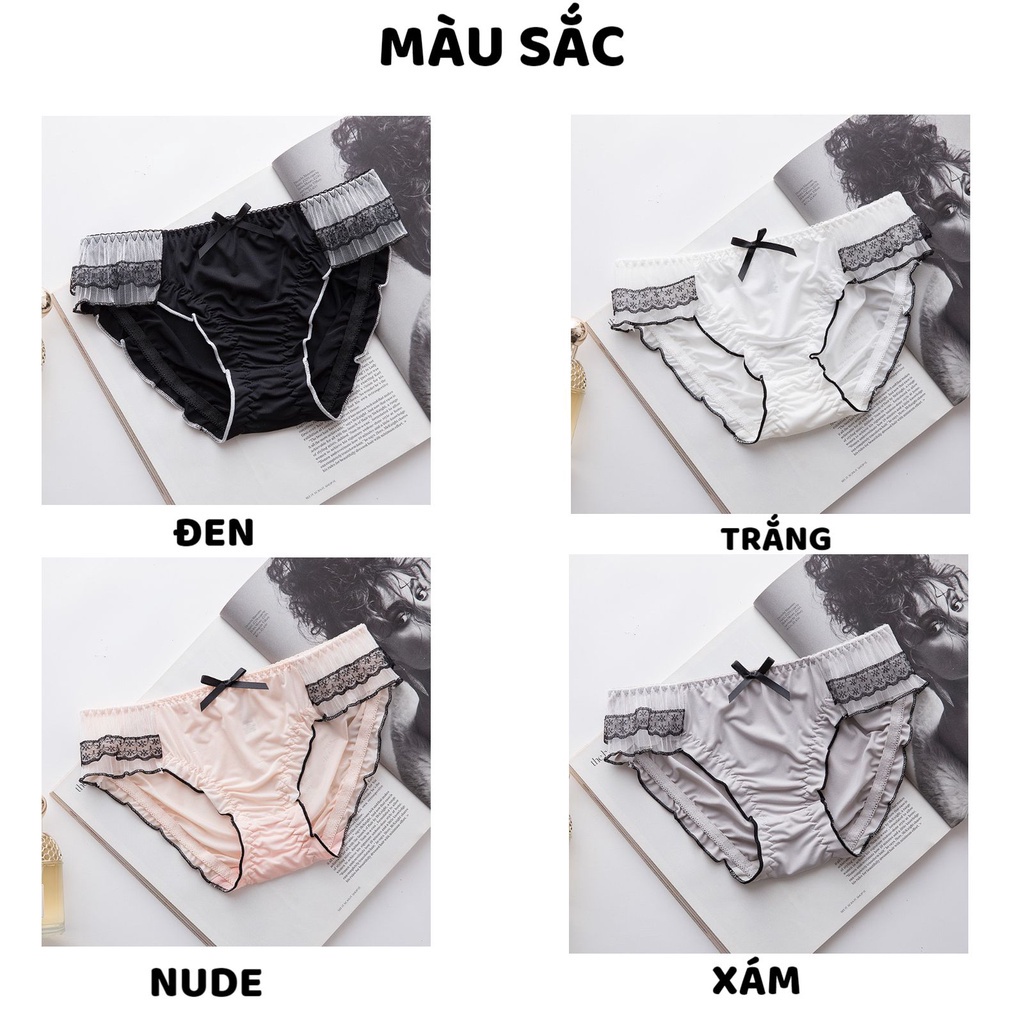 Quần Lót Nữ-Quần Lót Ren đáy su viền ren thiết kế chun co giãn đính nơ xinh xắn MÃ C511