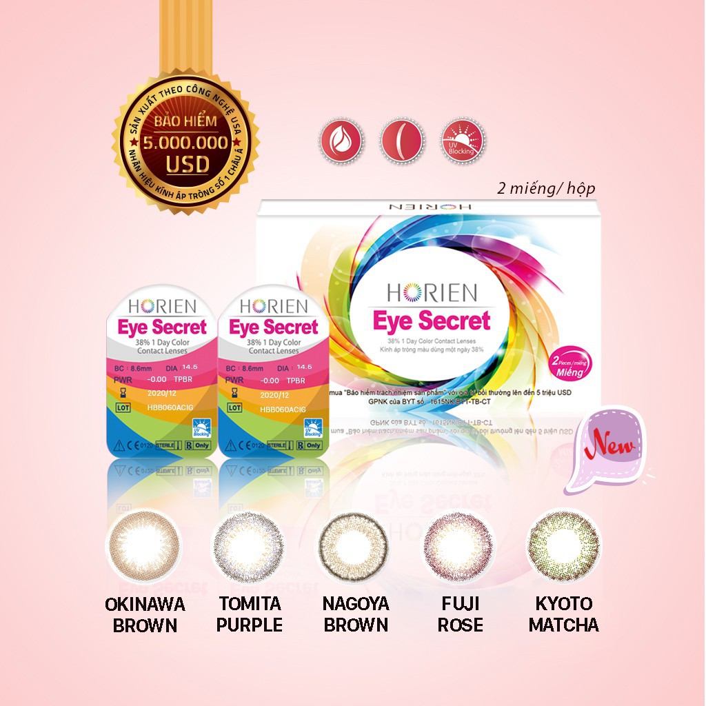 🌺Buianhngoc 🌺 Kính áp tròng màu dùng 1 ngày Eye Secret Contact Lens-FUJI ROSE