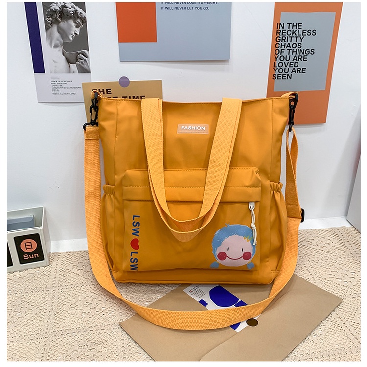 Túi Vải Canvas Đeo Vai Màu Sắc Đơn Giản Thời Trang Dành Cho Nữ