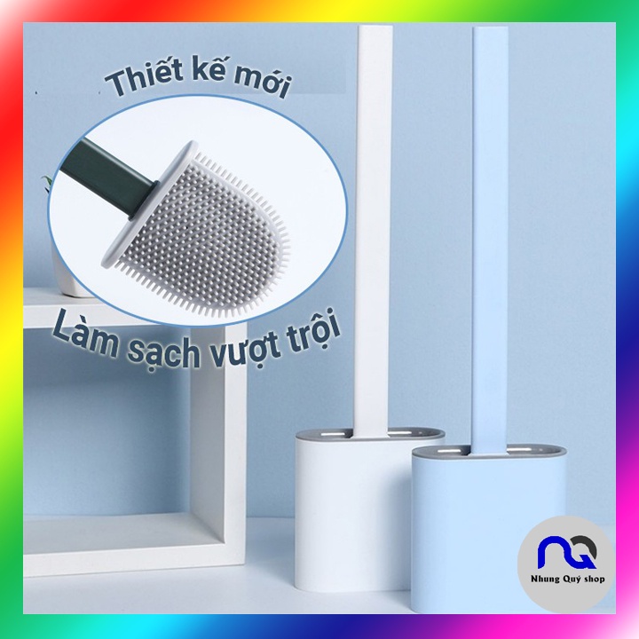 Cây cọ vệ sinh bồn cầu bằng gai silicon thông minh kèm hộp đựng - Chổi cọ Toilet mẫu mới tặng kèm 2 miếng dán