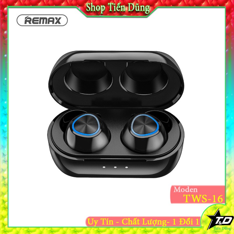 Tai nghe bluetooth Remax TWS 16 với đốc sạc đi kèm dung lượng 220mAh