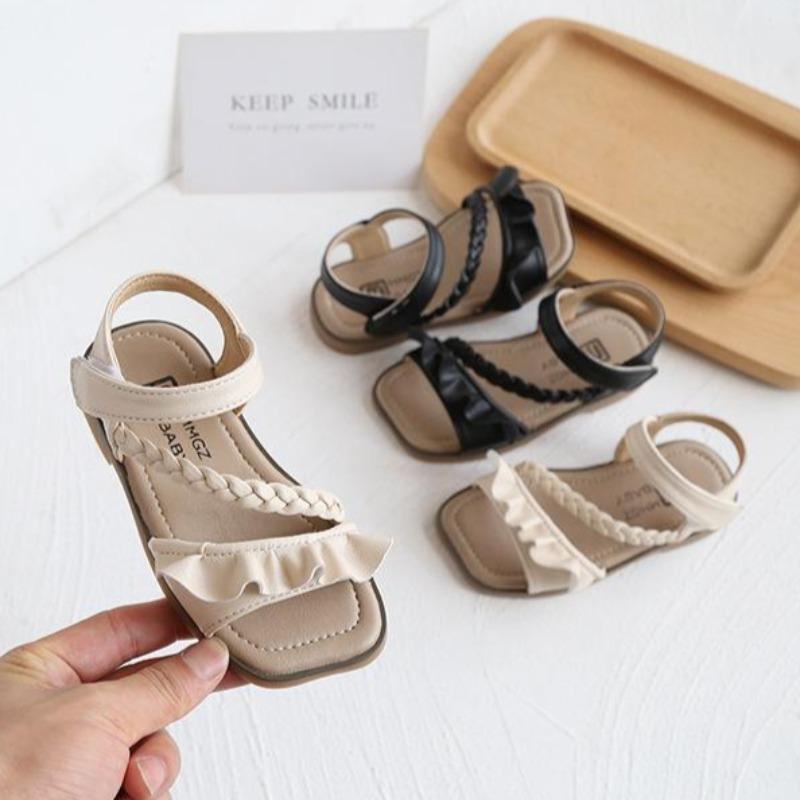 [381199Giày Sandal Đế Bằng Nhập Khẩu Cho Bé - Tutu Họa Tiết Bện