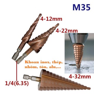 Bộ 3 mũi khoan tháp hss sắt ,inox, tôn và nhôm